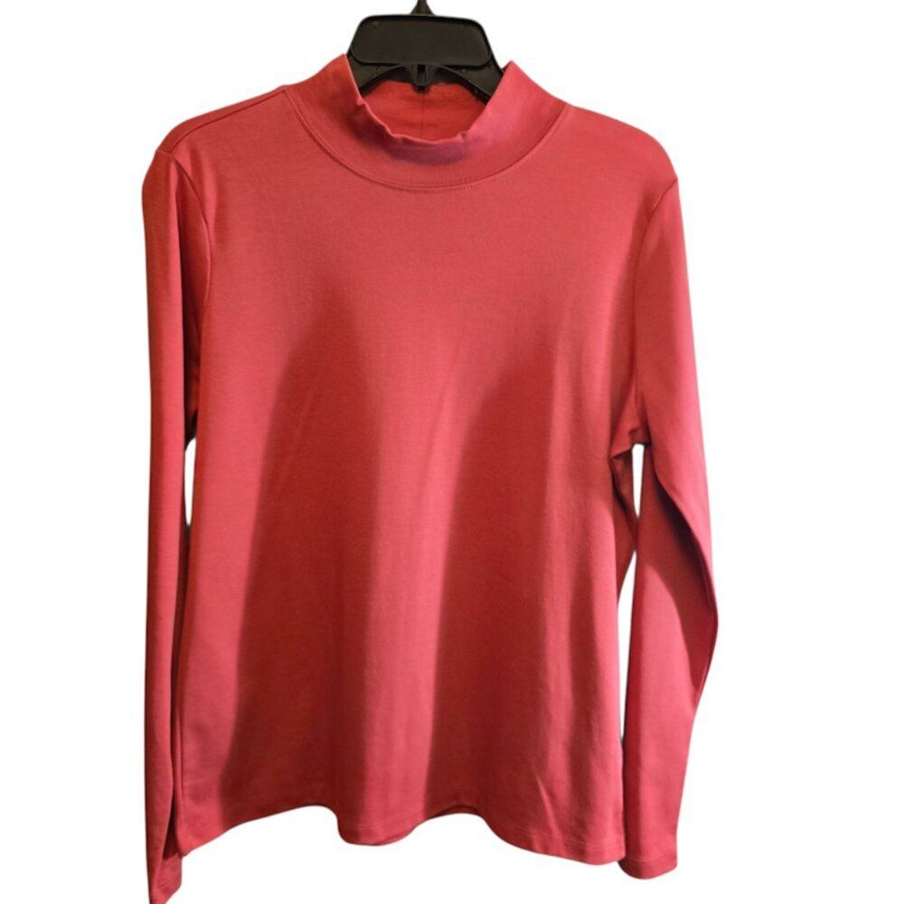 L.L.BEAN SALMON MOCK TURTLENECK MED 100% SUPIMA COTTON NWOT